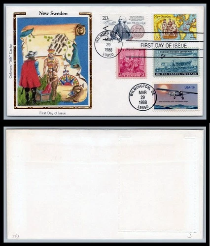 US FDC # C117 44c New Sweden Colony  Colorano combo L.Cancel 1988, 9Q3658