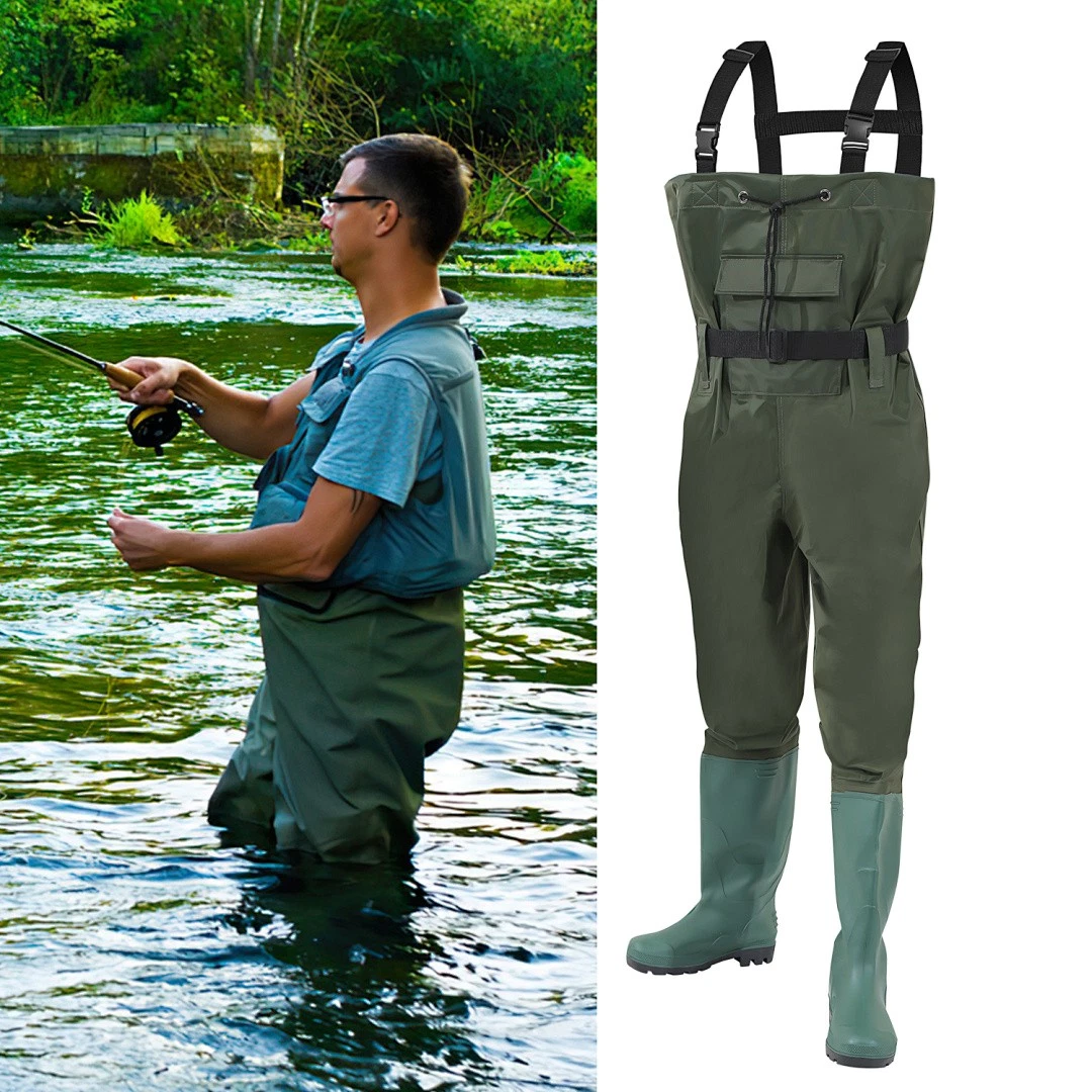Pantalones de baño pantalones de estanque con gancho pantalones de pesca extremadamente robustos espalda alta talla 42-47
