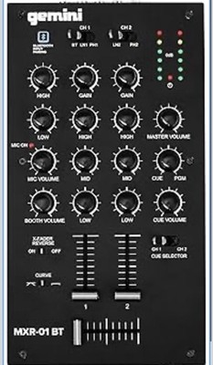 Gemini 2-Channel DJ Mixer w/Bluetooth, Mic EQ, Crossfader Curve Control Mxr-01Bt