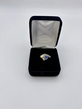 14k Yellow Gold Contemporary Ring, Tanzanite And Diamonds Size 6