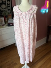 Vintage Quiet Moments Cotton Blend Nightgown Cottage Pink Floral Size Medium