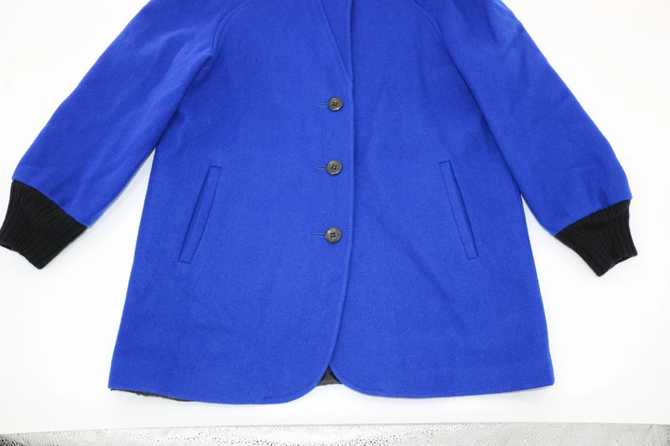 Abrigo Mujer Vintage Años 80 Lana Azul Talla Med Escena Internacional Marca Foto 3 de 4