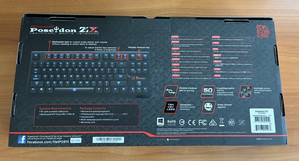 Thermaltake Poseidon ZX Mechanical Keyboard Tenkeyless TKL Blue Switch KB-PZX - Image 2 of 3