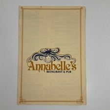 Annabelle's Restaurant & Pub Vintage Menu Board Paper June 1984