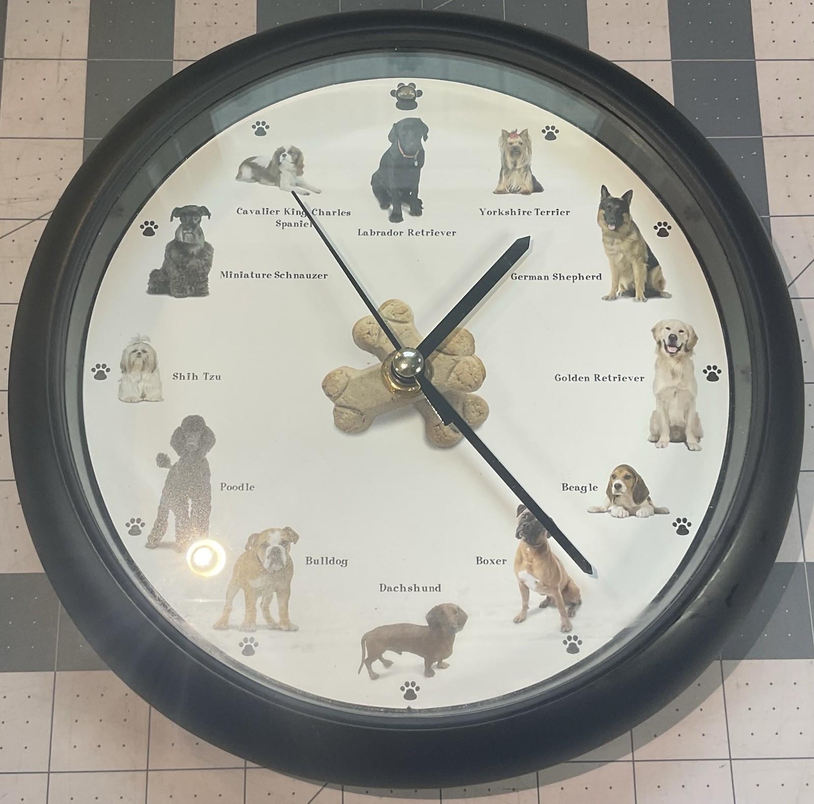 Dog Barking 8" Black Wall Clock - AA Battery Operated - Work