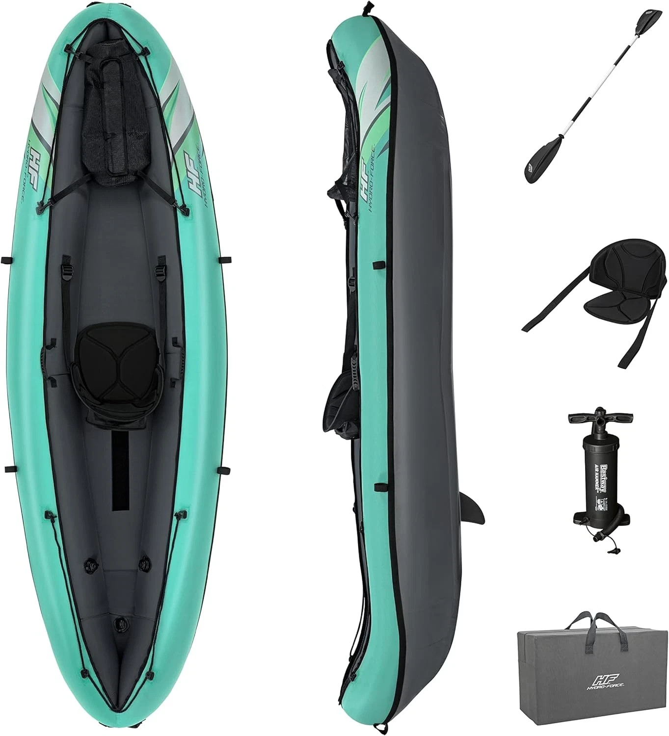 Hydro Force Inflatable Kayak Set | Includes Seat, Paddle, Hand Pump, Storage Car