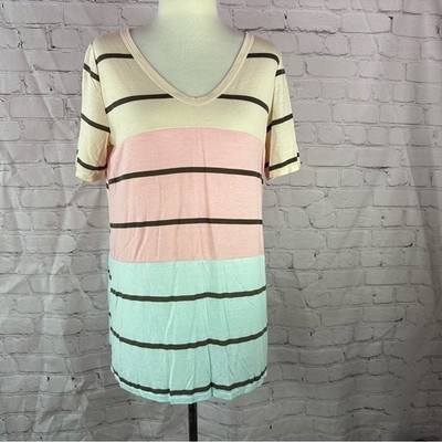 NWT bibi Boutique Pastel color block striped knit tunic top pastel casual L