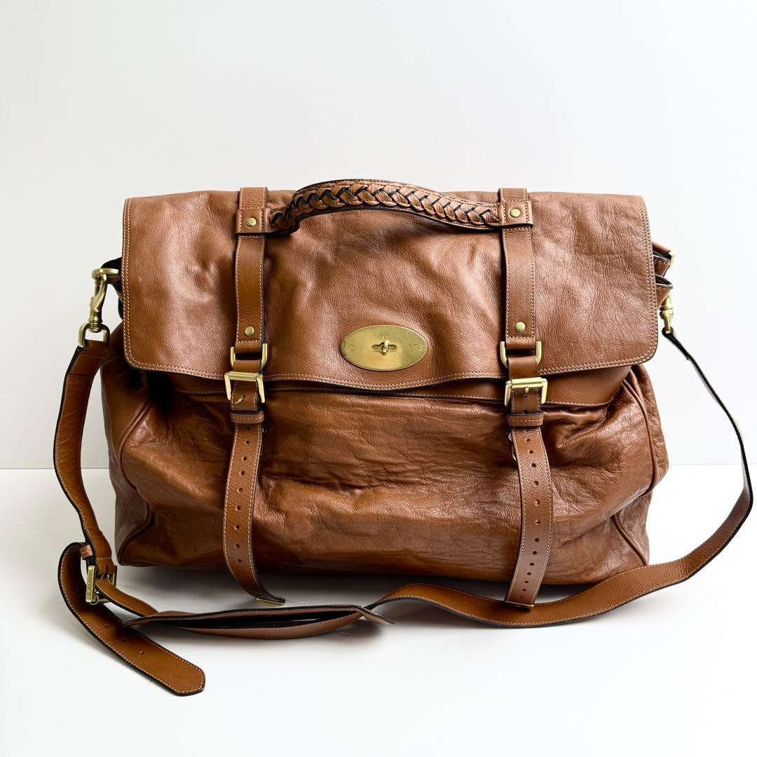 MULBERRY Hand Shoulder Bag Tote Purse 2way Alexa Leather Brown Authentic