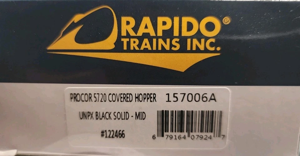 Rapido HO Scale PROCOR 5720 COVERED HOPPER UNPX BLACK SOLID MID #122466 - Image 3 of 3