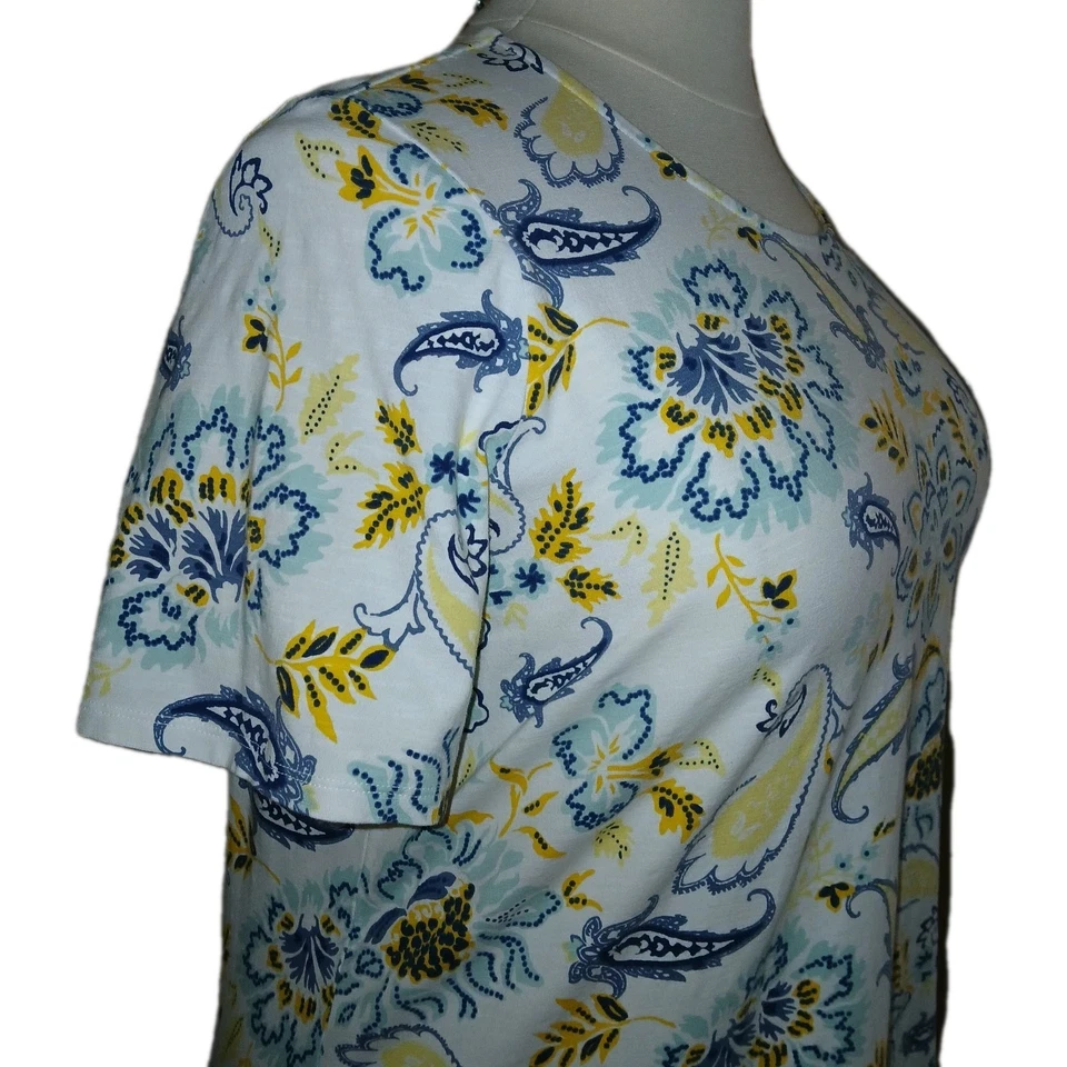 Denim Co Mujer 1X Paisley Floral Túnica Manga Corta Boho Top Multicolor A393384 Foto 2 de 4