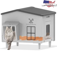 Heavy Duty Heated Cat House Weatherproof Insulated Shelter Outdoor Cats New