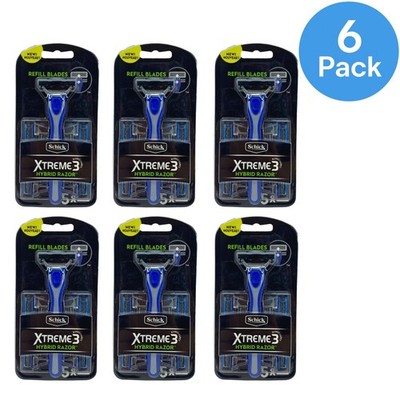 Schick Xtreme 3 Hybrid Razor Vitamin E & Aloe 6 Handles 30 Cartridges 6 Pack Bun