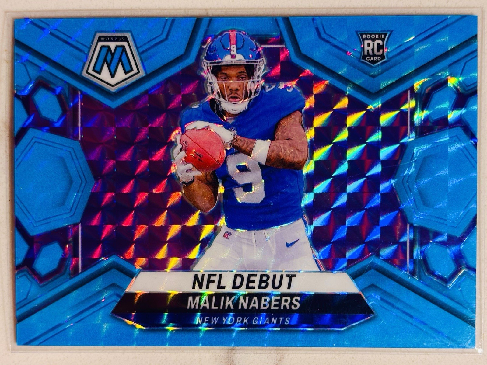 2024 PANINI MOSAIC NFL DEBUTS BLUE FLUORESCENT RC #284 Malik Nabers 💥6/15💥