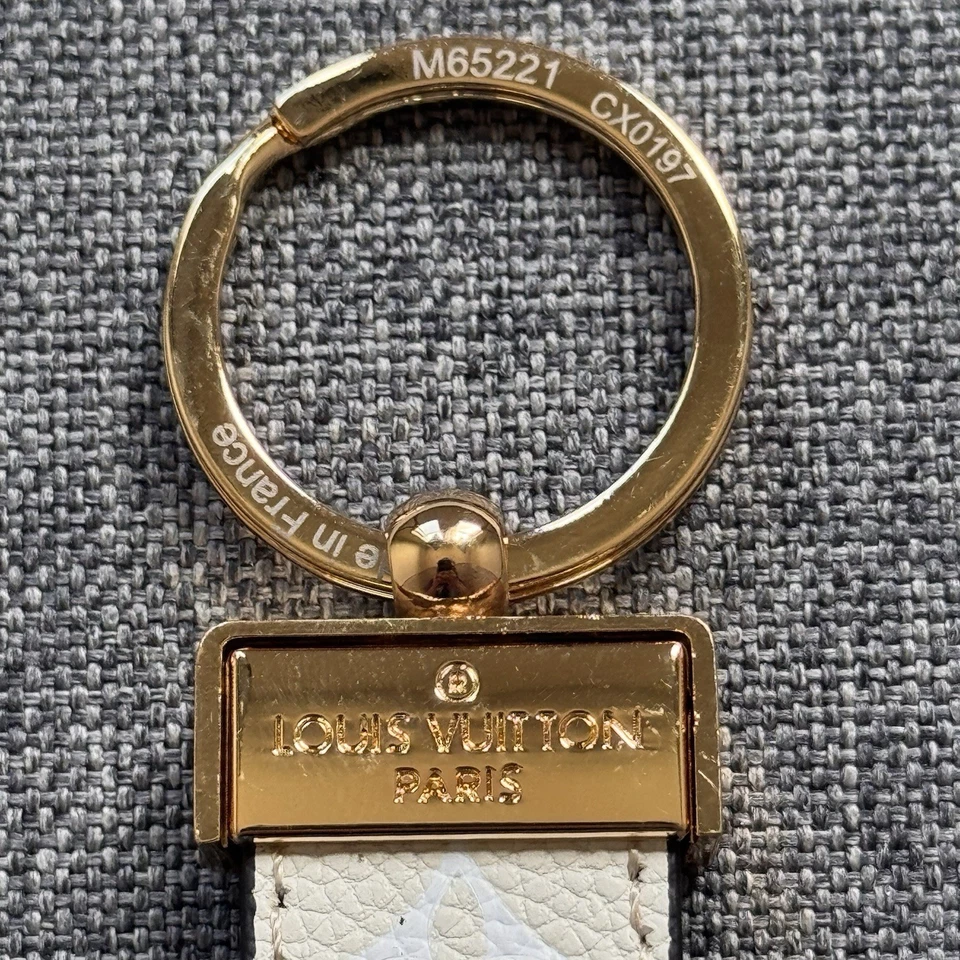Louis Vuitton LV White Orange Monogram Dragonne Key Ring Keychain M65221 CX0197 - Image 4 of 4
