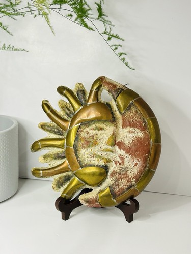 Celestial Moon And Sun Wall Hanging Pottery And Copper - Picture 4 of 13