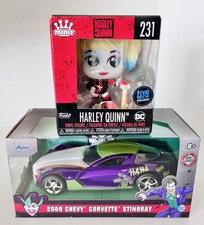 DC Comics Harley Quinn Funko Minis #231 & Jada Diecast Joker Corvette Stingray