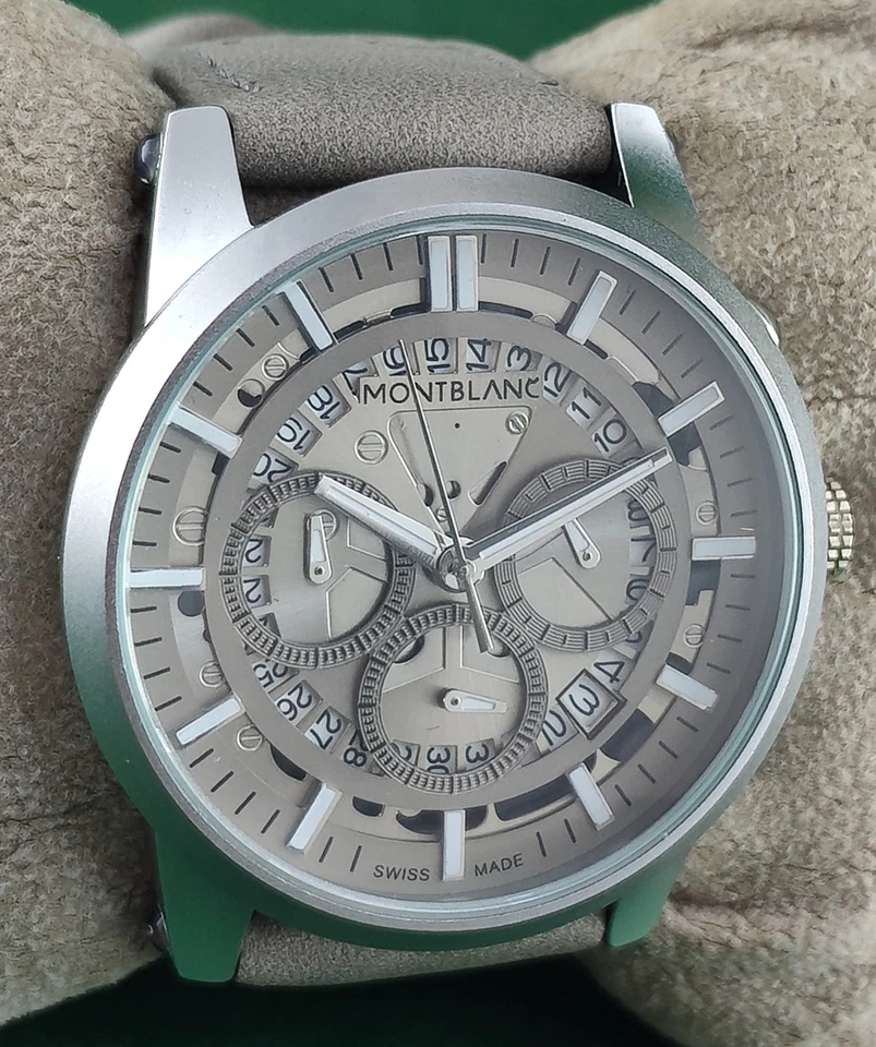 Luxury Montblanc Chronograph Gray Dial Date Men Wristwatch "Keep Good Time" - Image 2 of 4