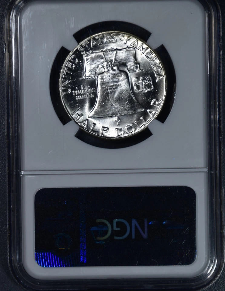 1956 50C FRANKLIN SILVER HALF DOLLAR KM# 199 NGC MS 63 A5795 - Image 2 of 2