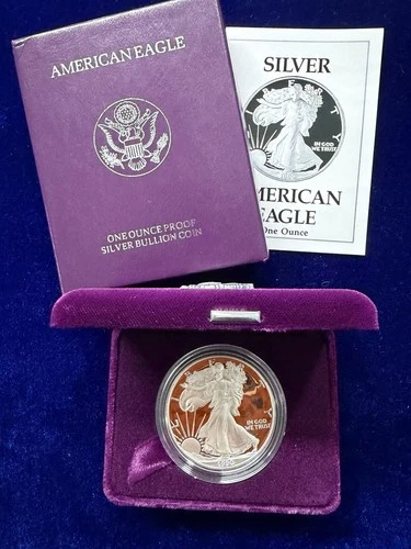 1990 Proof Silver American Eagle with COA/OGP