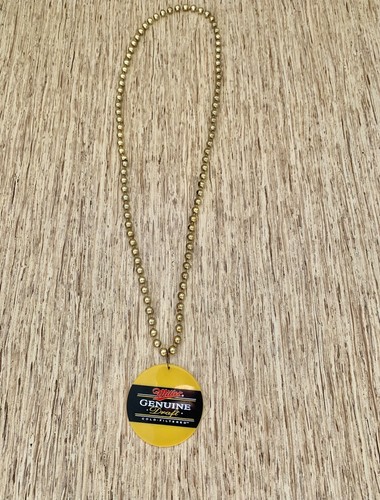 Miller Genuine Draft Beer Gold Medallion Beaded Party Drinking Necklace