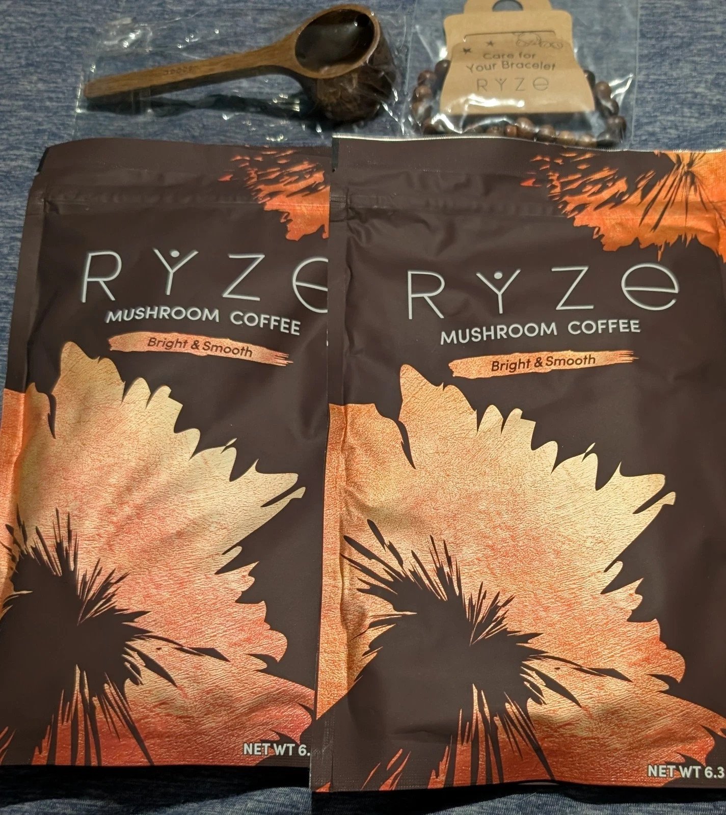 2 Packs Of Ryze Mushroom Coffee With Spoon And Bracelet