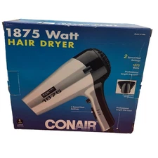 Conair Hair Dryer 1875 watt Silver Black Open Box