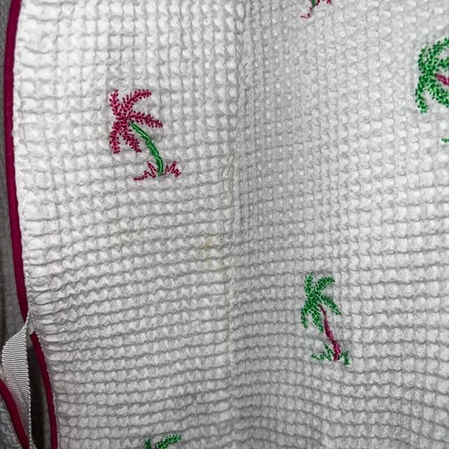 Quacker Factory Waffle Knit Palm Tree Robe Belted Size Large - Picture 9 of 9