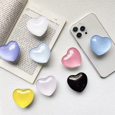 3D Crystal Heart Phone Holder Cute Colorful Jelly Grip Universal Support Bracket