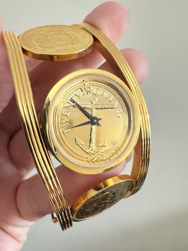 1987 Franklin Mint The Golden Caribbean Coin Watch (22k Plated) - Picture 8 of 14
