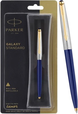 Parker Galaxy GT Gold Trim Ball Point Pen Blue Ink & Body