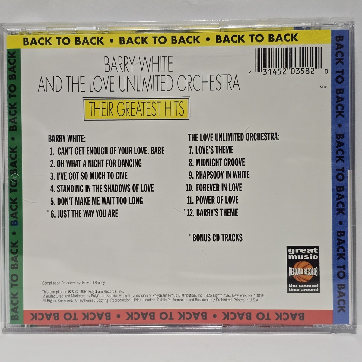 Barry White / Love Unlimited Orchestra: Back To Back Greatest Hits