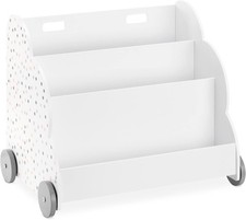 Navaris Kids Bookcase - Childrens Bookshelf with Wheels & 3 Shelves - Childs Mo