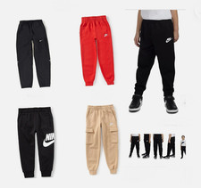 NIKE Boys Fleece Joggers Sweatpants Swoosh Logo Size 4 5 6 7 Navy Black Gray