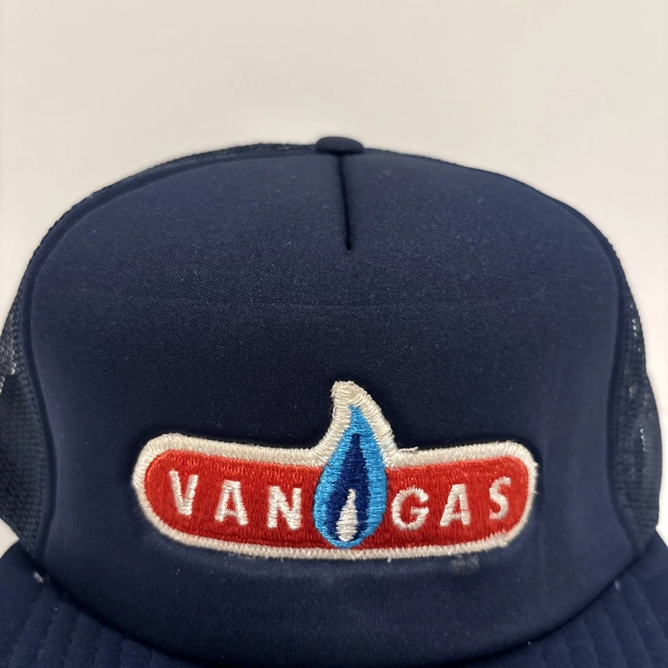 Sombrero de camionero vintage años 80 VAN GAS azul marino SnapBack Foto 2 de 4