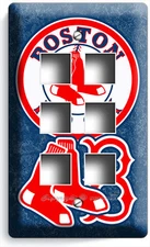 BOSTON RED SOX BASEBALL TEAM LIGHT SWITCH OUTLET WALL PLATES GAME ROOM ART DECOR