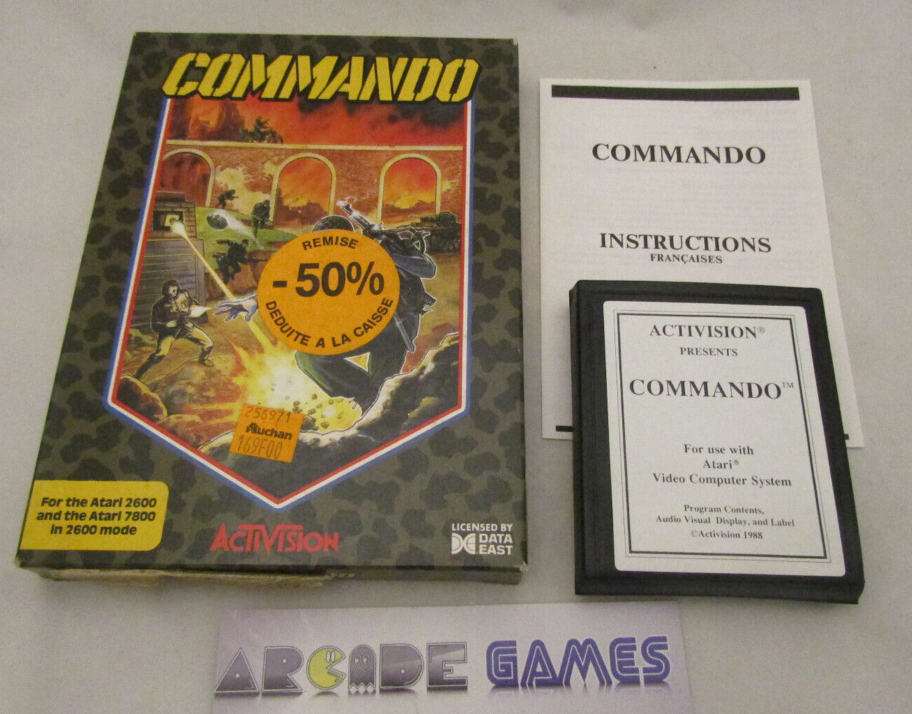 COMMANDO + BOITE NOTICE ATARI 2600 VCS ACTIVISION (vendeur pro)