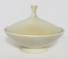 Vintage Red Wing Pottery #672 Covered Candy Dish Chromoline Style Bowl Tan Rare