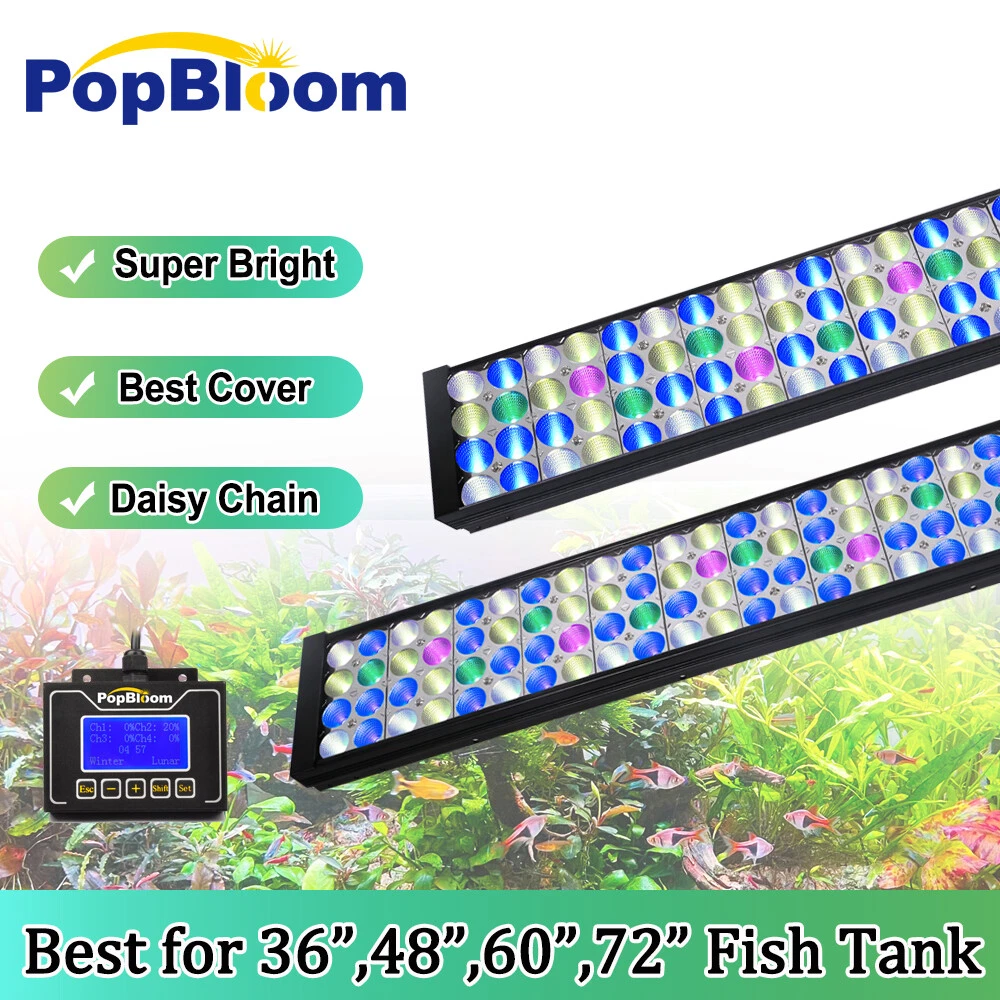 PopBloom Aquarium Light Fish Tank RGB Full Spectrum for 36 48 72 inch Plant Tank