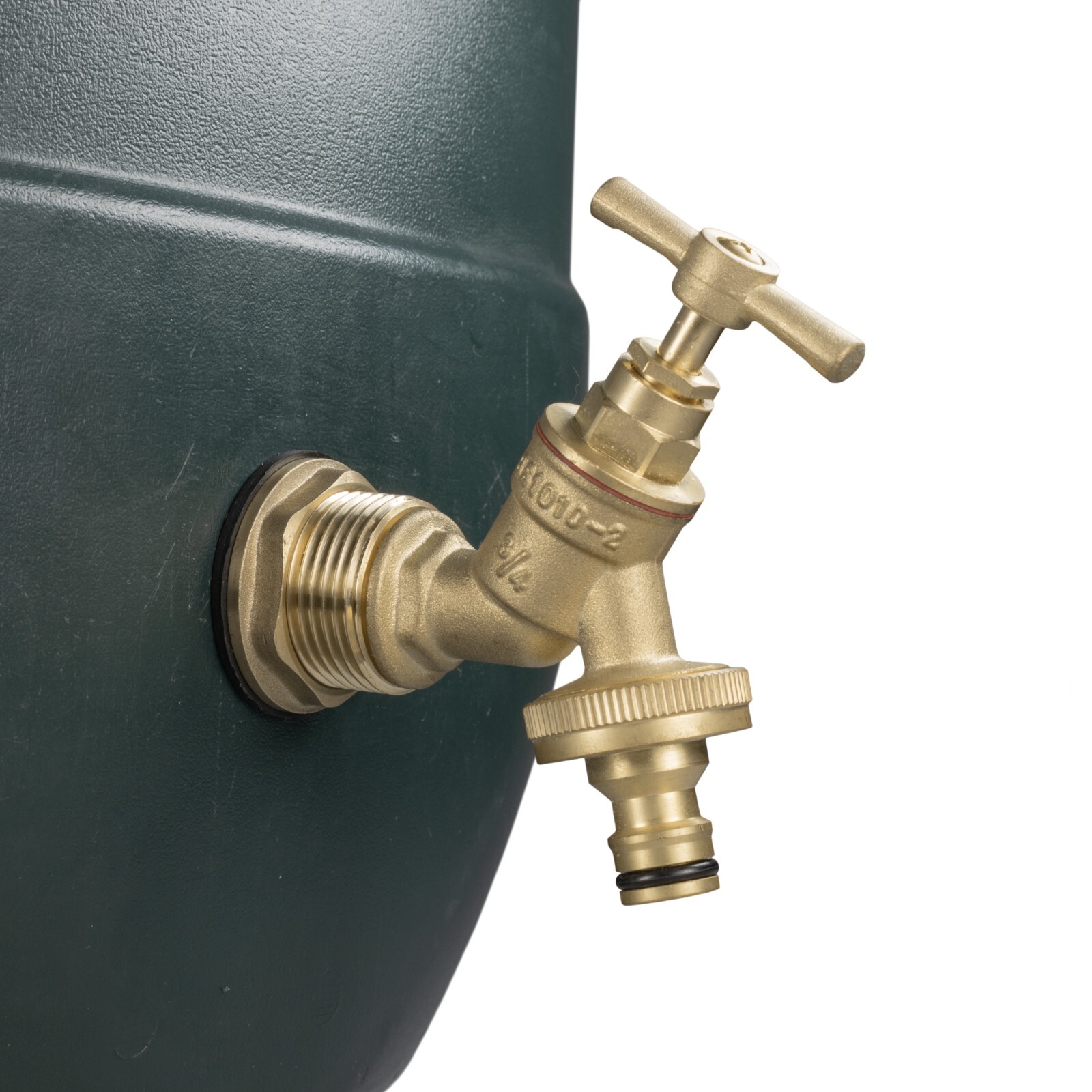 Brass outlet adaptor & bib tap kit for water butt / rain barrel-33mm hole + PTFE