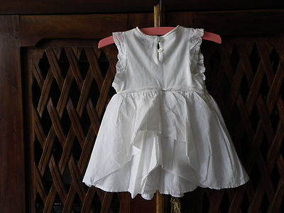 Ensemble Robe + Culotte Fille MARESE 6 Mois - Blanc Brodé, Motifs Roses/violets, Neuf Avec étiquettes