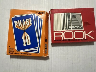 Vtg 1972 ROOK Card Game Parker Brothers Red Box & Phase 10 Fundex  1986