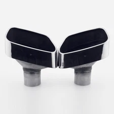 1 Pair 2.5" Inlet Trapezoid Rolled Angel Cut 304 Stainless Steel Exhaust Tips