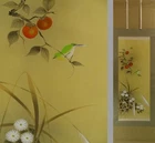 IK692 KAKEJIKU autumn Bird Animal Hanging Scroll Japanese Art painting Picture