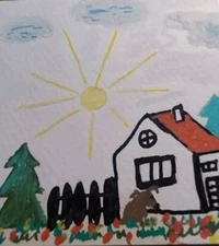 PG.A.Titan Acrylic Painting IMPRESSIONISM WHIMSICAL Dog Animals Art Sunshine 