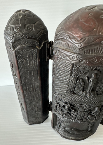 Vintage Folding Buddha Triptych Buddhist Altar Black resin - Picture 7 of 11