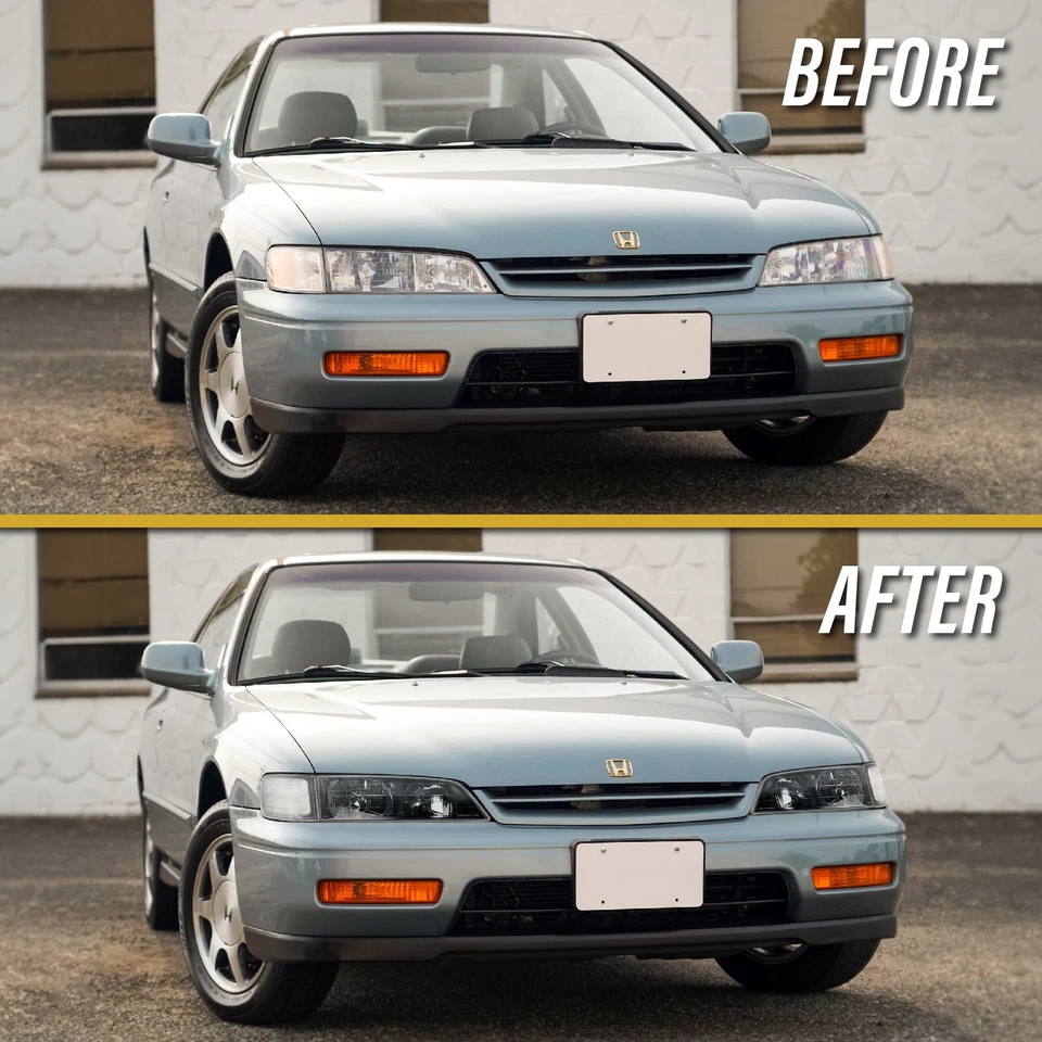 DEPO JDM SiR CD6 Black Headlight + Clear Corner Light For 1994-1997 Honda Accord - Imagem 3 de 4