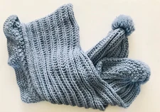 Charter Club Women's Ruffle-Knit Cold Weather Boa Scarf Ashley Blue O/S NWT