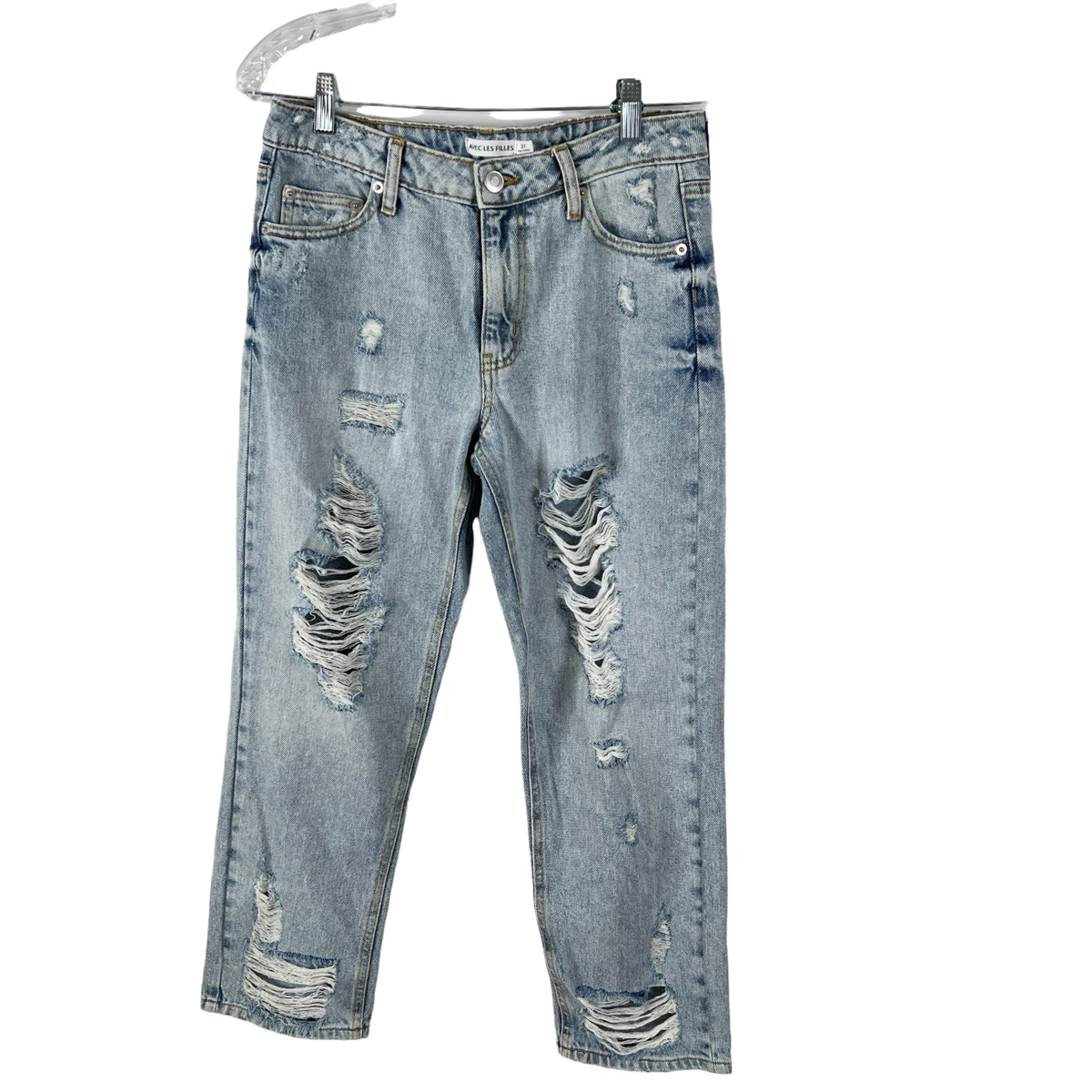 Avec Les Filles Women s Ripped Hight Waisted Mom Jeans Size 27 Style 80558