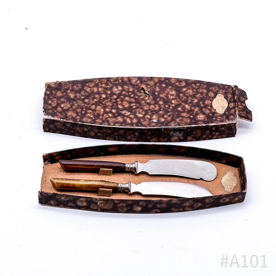 Vintage Messer mit Horngriff & Etui punziert D.R.G.M Graserli Qualitäts Marke - Bild 3 von 4