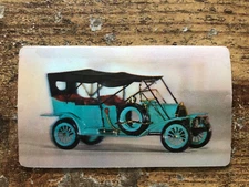 Vintage VARI-VUE FLICKER Business Card 1967 3-D Dimension Antique Car TURQUOISE